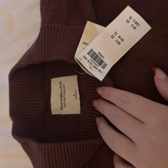 Abercrombie & Fitch Brown Ribbed Crewneck Sweater Unisex Size Large - Picture 3 of 5